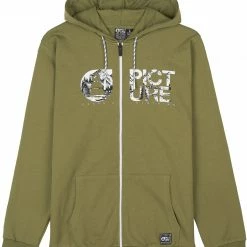 Picture Basement Sweat à capuche avec fermeture éclair Homme, olive